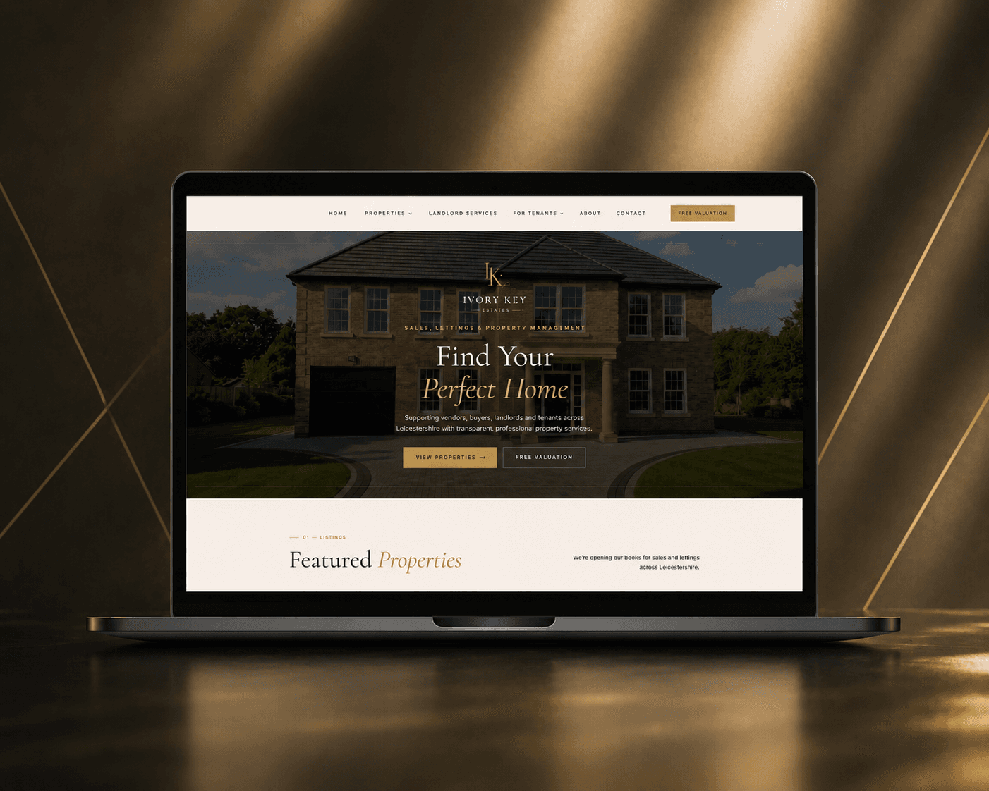 Ivory Key Estates: Luxury estate agency launch in Leicestershire. Listings sync straight from their CRM, so the site updates itself as properties come and go.